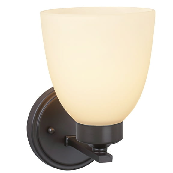 Aspen Creative 62202-2, One-Light Metal Bathroom Vanity Wall Light Fixture, 5" Wide, Transitional Design in Oil Rubbed Bronze