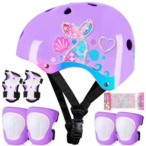 Set de equipo de protección, casco de bicicleta para niños pequeños, sirena, de 3 a 8 años