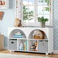 thumbnail image 2 of RiverRidge Kids Curve Appeal 46in Arched Bookcase with Cubby Storage Shelf and 2 Gray Bins, 2 of 3