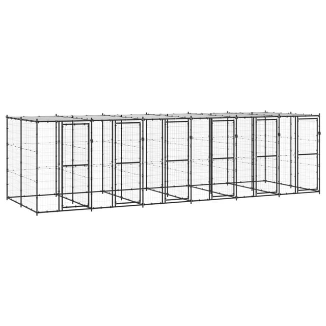 vidaXL Chenil Extérieur pour Chien en Acier avec Toit 14,52 M2