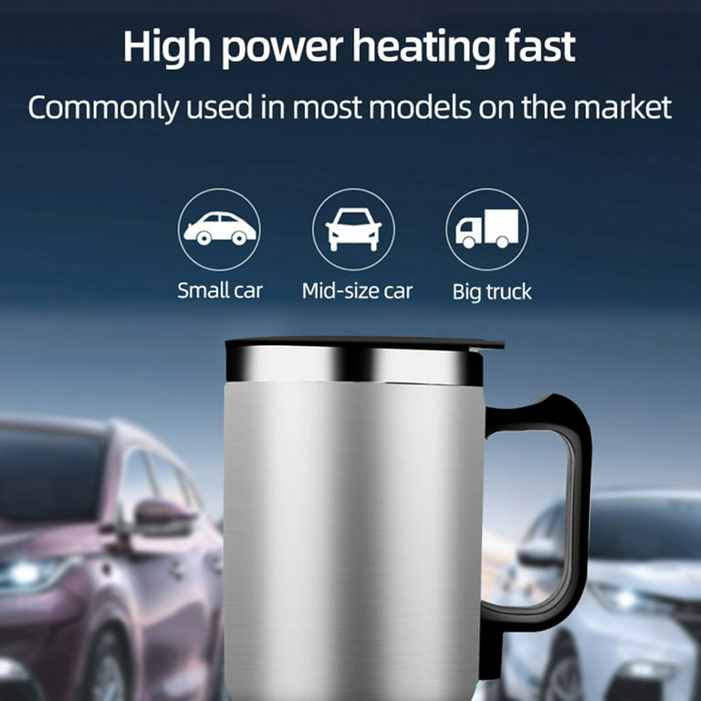 Lieonvis Car Heating Cup,500ml Stainless Steel Travel Heating Cup,12V  Travel Car Kettle Heating Mug,Electric Heated Coffee Mug for Heating  Water,Coffee,Milk and Tea with Charger 