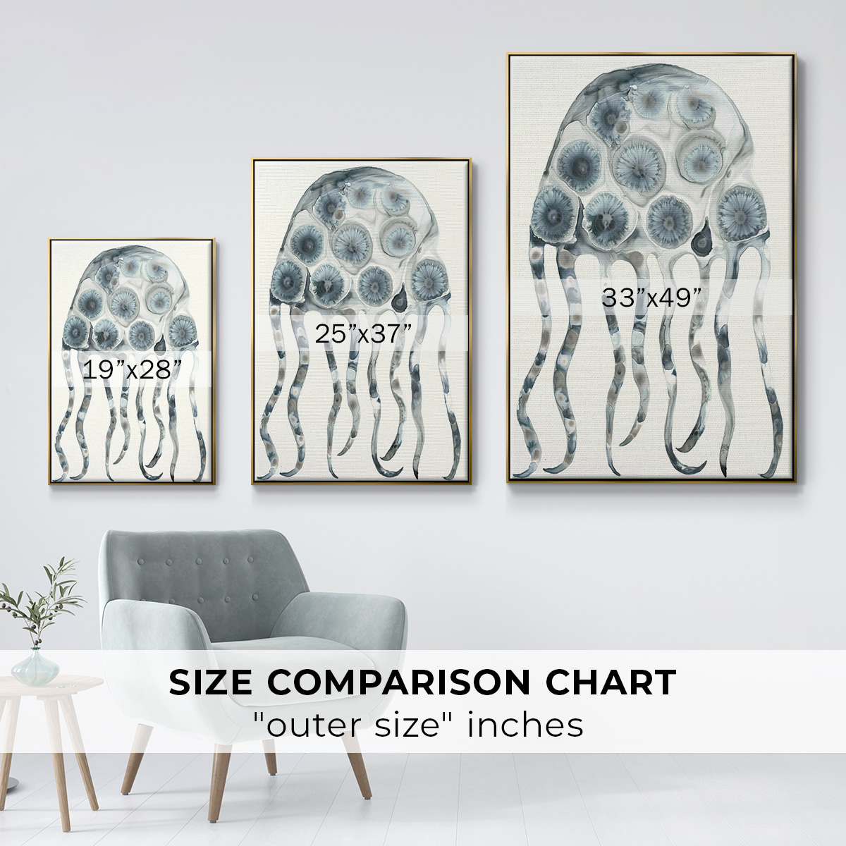 Silver Jelly Framed Premium Gallery Wrapped Canvas - Ready to Hang - 17 x 25 - Gold Floating Frame