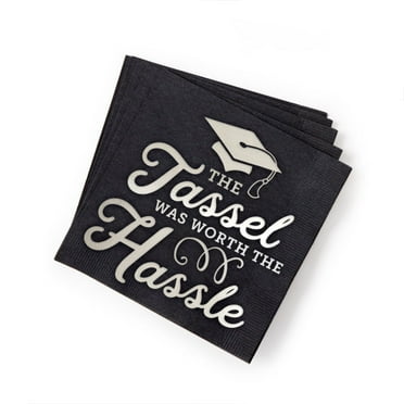 ForYourParty.com's The Tassel Was Worth The Hassle Party Napkins - Black and Silver