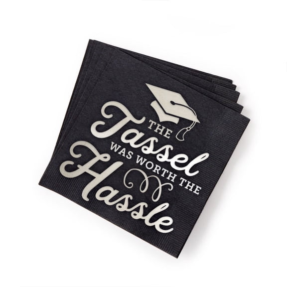 ForYourParty.com's The Tassel Was Worth The Hassle Party Napkins - Black and Silver