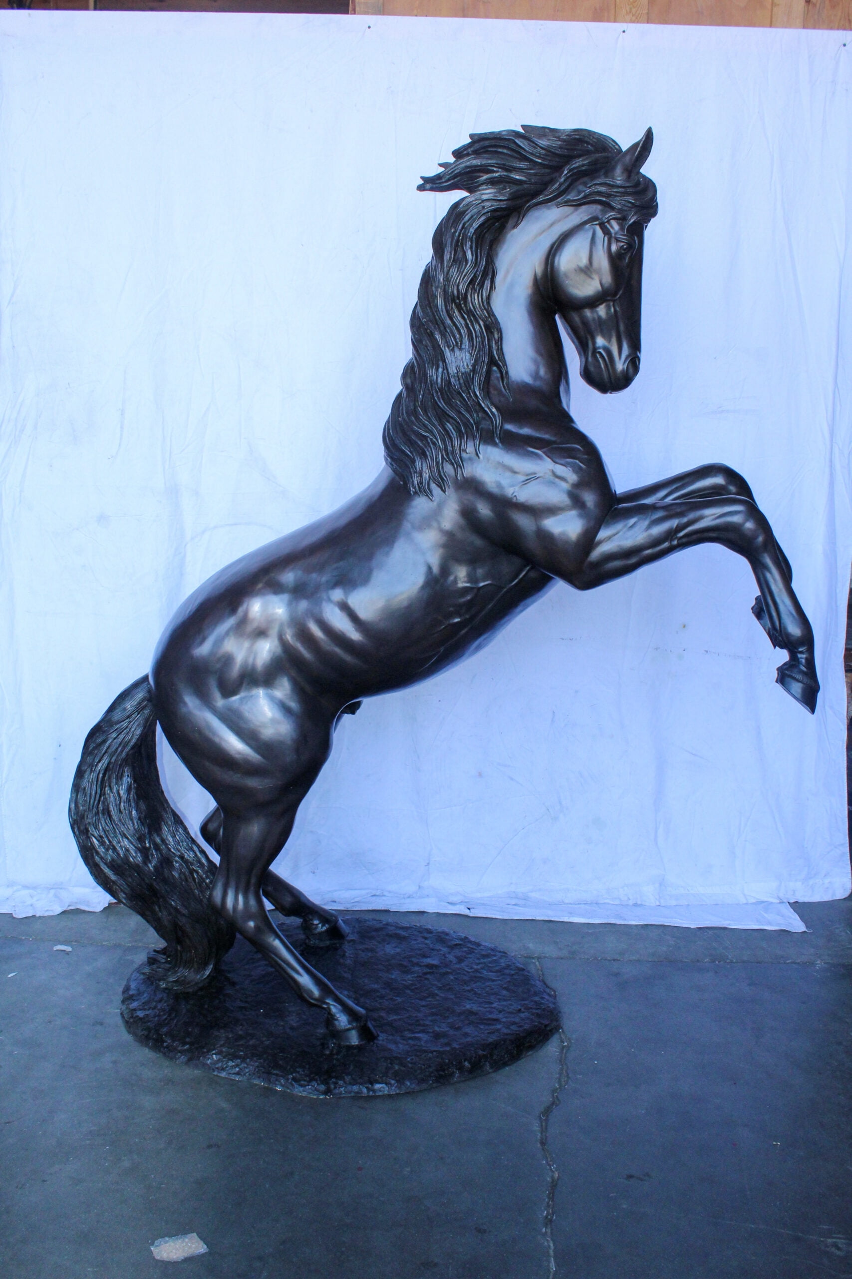 Nifao Quarter Horse Rearing, Life Size Bronze Statue, Equestrian Art – Garden Outdoor Decor Sculpture, 72"L x 34"W x 83"H