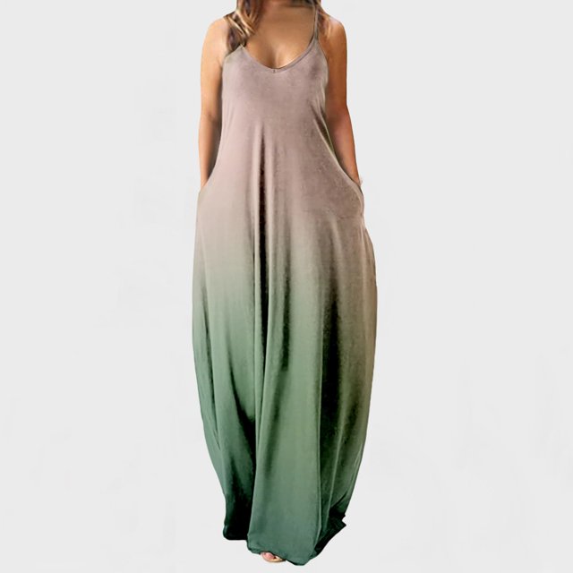 SMihono Robe Maxi Bohème d'Été pour Femmes Grande Taille Mode pour Femmes à Bretelles Taille Mi-Haute Col en V Sans Manches à Rayures Imprimées Ajustée Robe Longue de Plage Robe Évasée de Plage