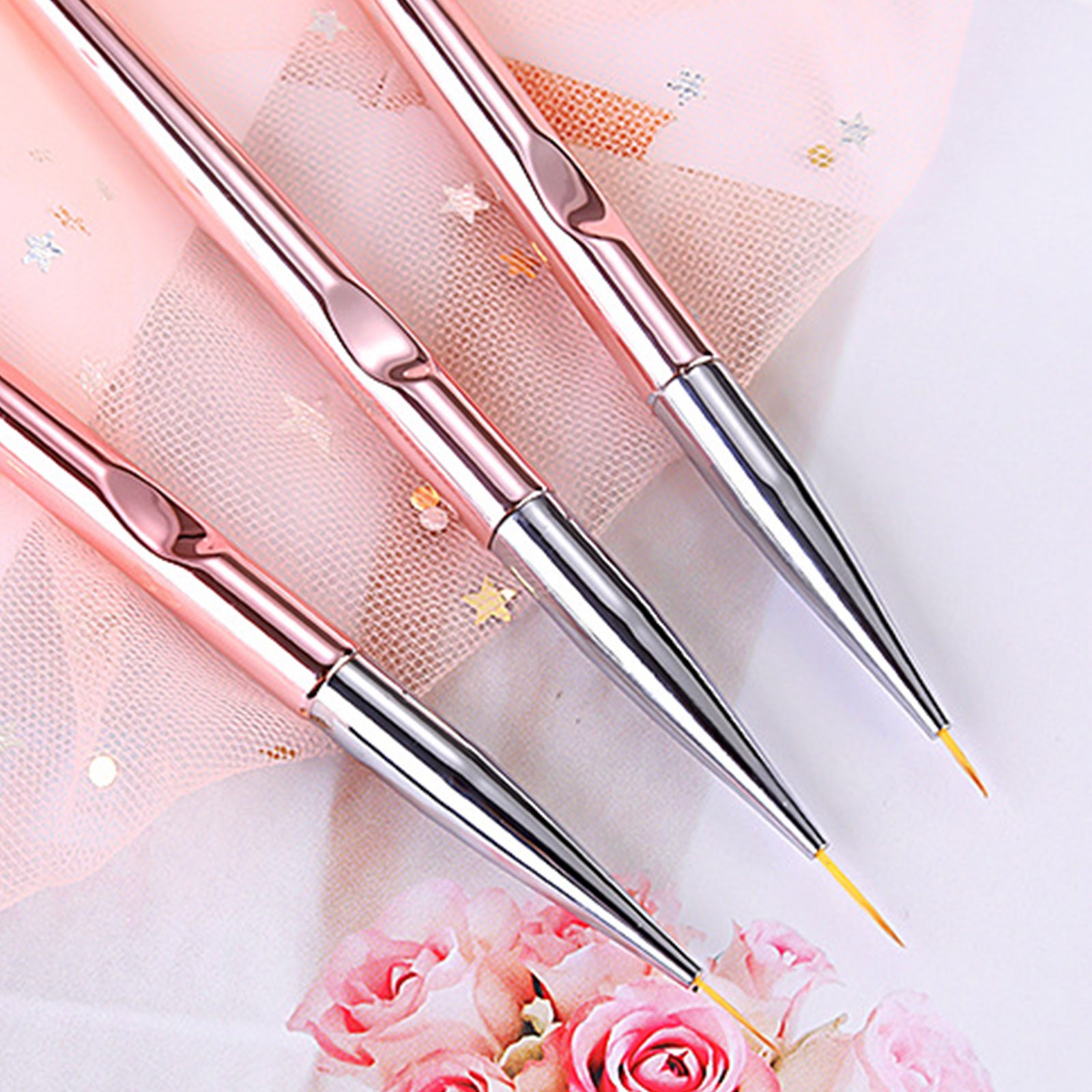 Unique Bargains Aluminum Nail Art Liner Brushes Rose Gold Tone 1 Pc : Target