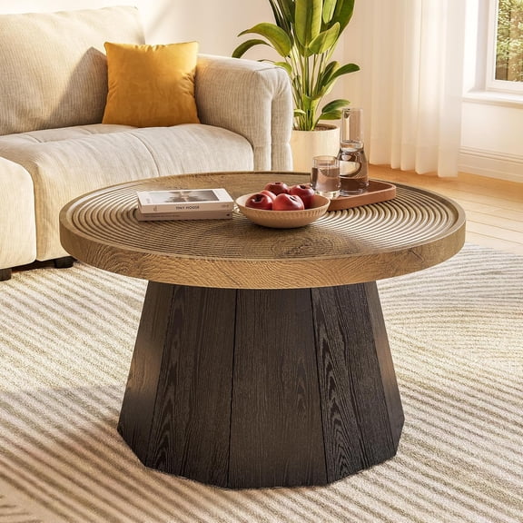 Tribesigns 31.5-Inch Round Coffee Table, Modern Farmhouse Wooden Center Table