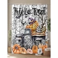 thumbnail image 4 of Fsddascl Halloween Shower Curtain Set - Small 36" x 72" Washable Bathtub Curtain with 12 Hooks, Horror Pumpkin Grey Truck Branches Cobweb Waterproof Fabric Stall Shower Curtains for Bathroom/Bathtub, 4 of 6