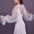 thumbnail image 3 of Vjnyvs Removable Ruffled Puffy Tulle Long Sleeve Bridal Wrap Cape Detachable Peplum Shrug for Wedding Evening Embellished Soft Mesh Bolero, 3 of 7