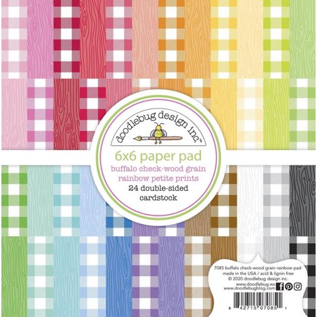 UPC: 0842715070851 | Buffalo Check & Wood Grain Petite Prints 6×6 Paper Pad – Doodlebug