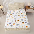 thumbnail image 4 of Manfei Cartoon Autumn Pumpkin Zipper Full Size Comforter Sets with Fitted Sheet and 2 Pillowcases for Teens, Beige Fall Leaf Zipper Bedding Set, Halloween Reversible, 4-Piece, 4 of 6