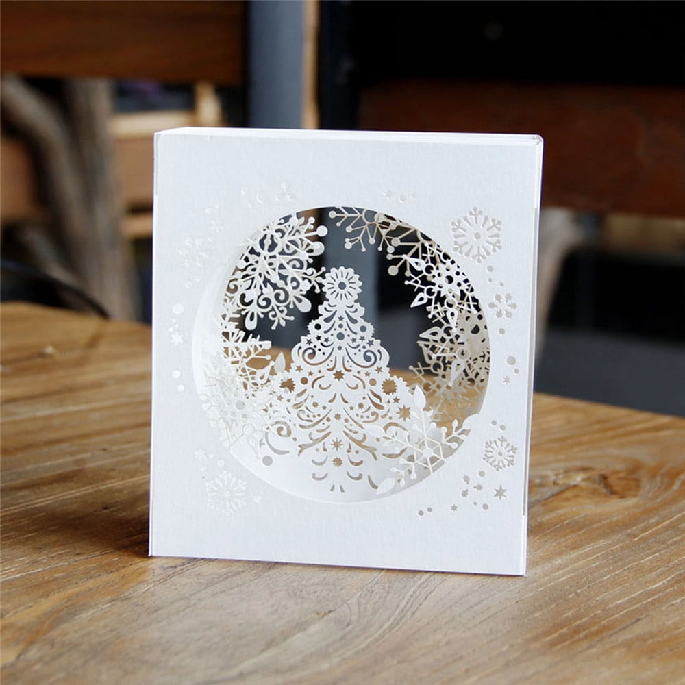 Womail Handmade 3D Pop Up Tree Box Snowflake Greeting