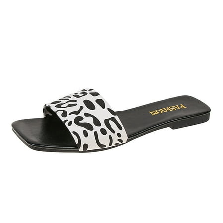 

slippers for women beach accessories Fashion Summer Women Slippers Flat Open Toe Breathable Leopard Print Casual