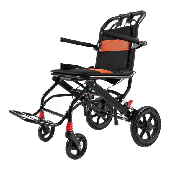 Transport Wheelchair - Aluminum Alloy Foldable Wheelchair 220lbs, Lightweight Travel Chair with 18" Seat, Portable Compact Wheelchair for Adults , Seniors