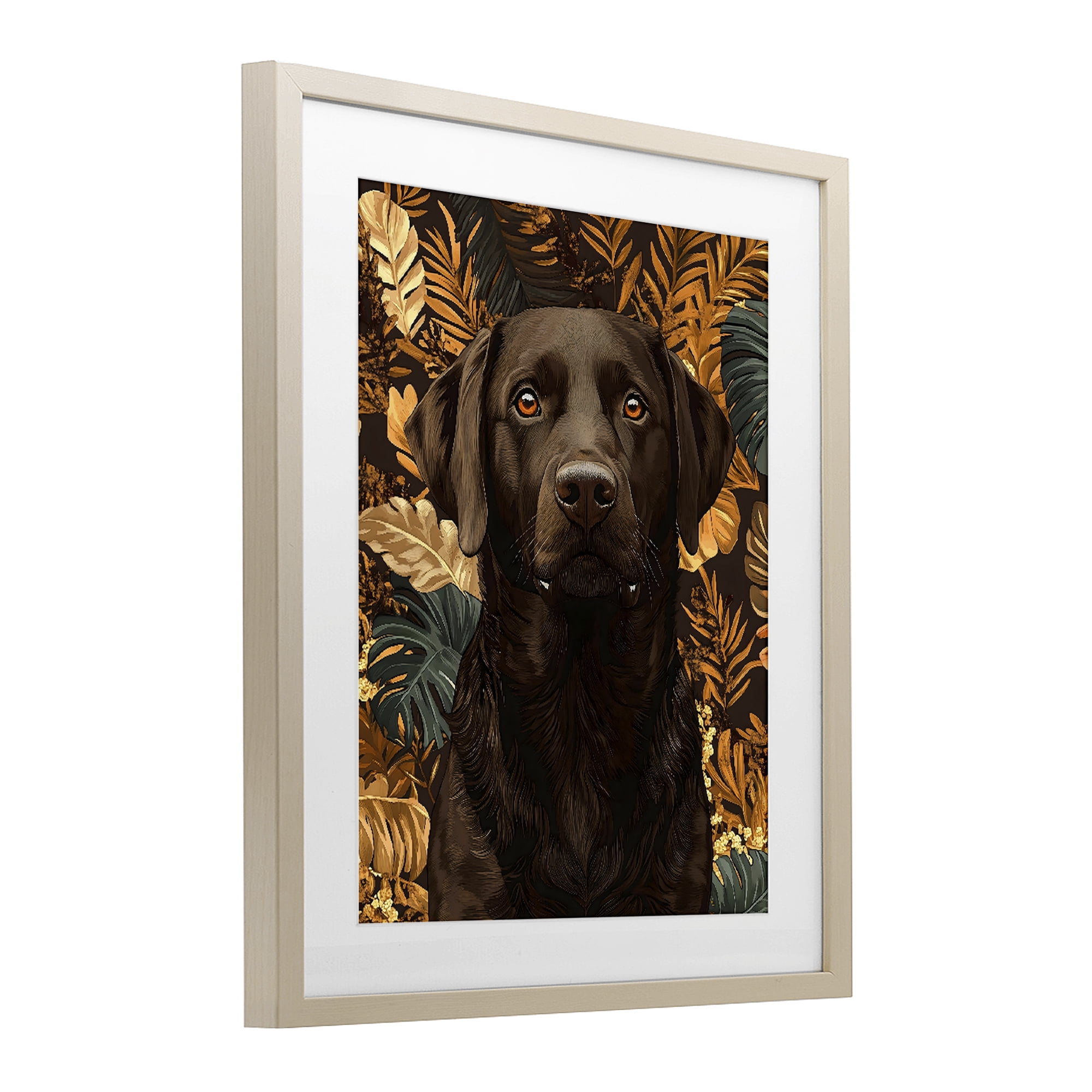 Stupell Industries Labrador with Golden Leaves Birch Framed Print Under Glass, design by Creative Studio
