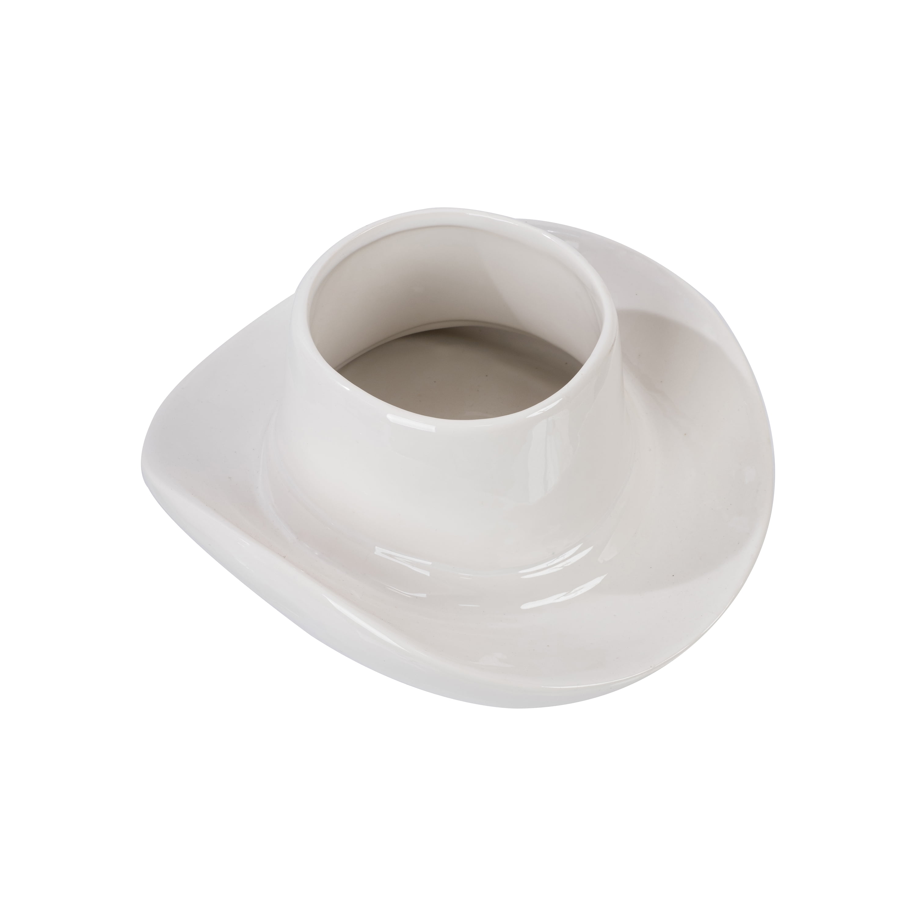Mainstays 9.3" x 10.2" x 4.3" Round White Ceramic Cowboy Hat Planter