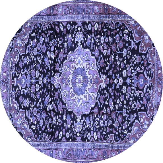 Ahgly Company Indoor Round Medallion Blue Traditional Area Rugs, 8' Round