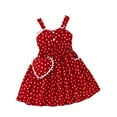 thumbnail image 1 of vdgthytj Toddler Girls Dress Summer Outfits Cute Heart Print Spaghetti Straps A-Line Party Sundress with Bag Outfits, 1 of 6