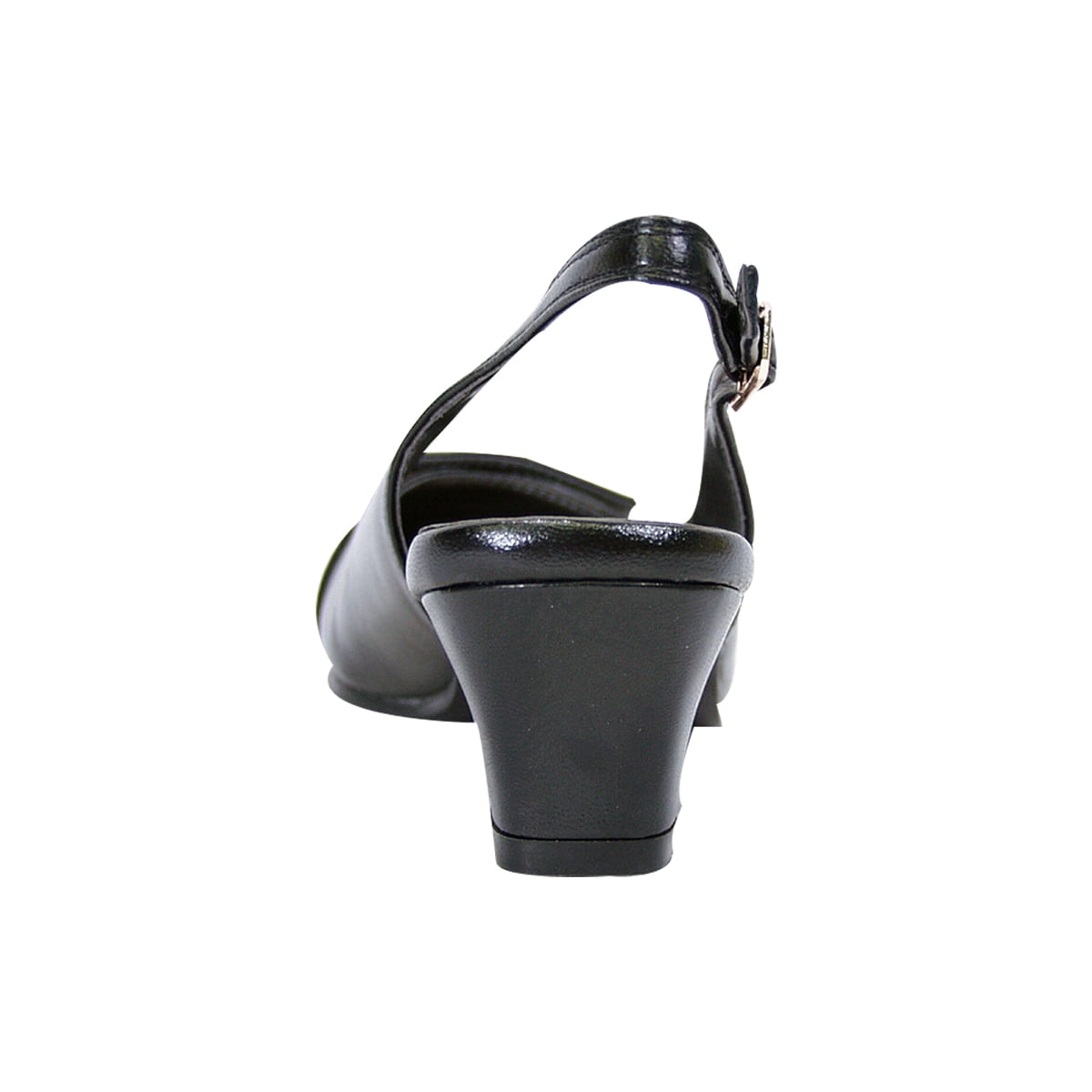 PEERAGE Annabelle Women Extra Wide Width Closed Square Toe Embellished Toe Cap Slingback BLACK 6.5