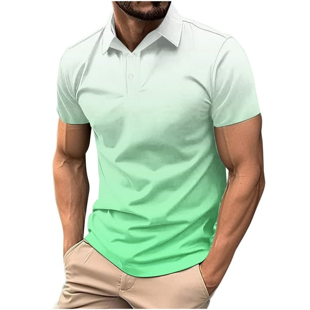 Camisas de Manga Larga para Hombres Manga Corta Sólida Girar Hacia Abajo Botones de Cuello Camiseta Blusa Imitación Rack, Top de Moda Casual