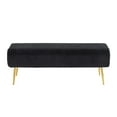 thumbnail image 4 of Lumisource Marla Gold Steel And Black Velvet Pleated Bench BC-MARLAPLT AUVBK, 4 of 6