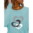 thumbnail image 3 of DYMADE Women Solid Color Printed Long Sleeve Round Neck Top Loose Casual T-shirt, 3 of 4
