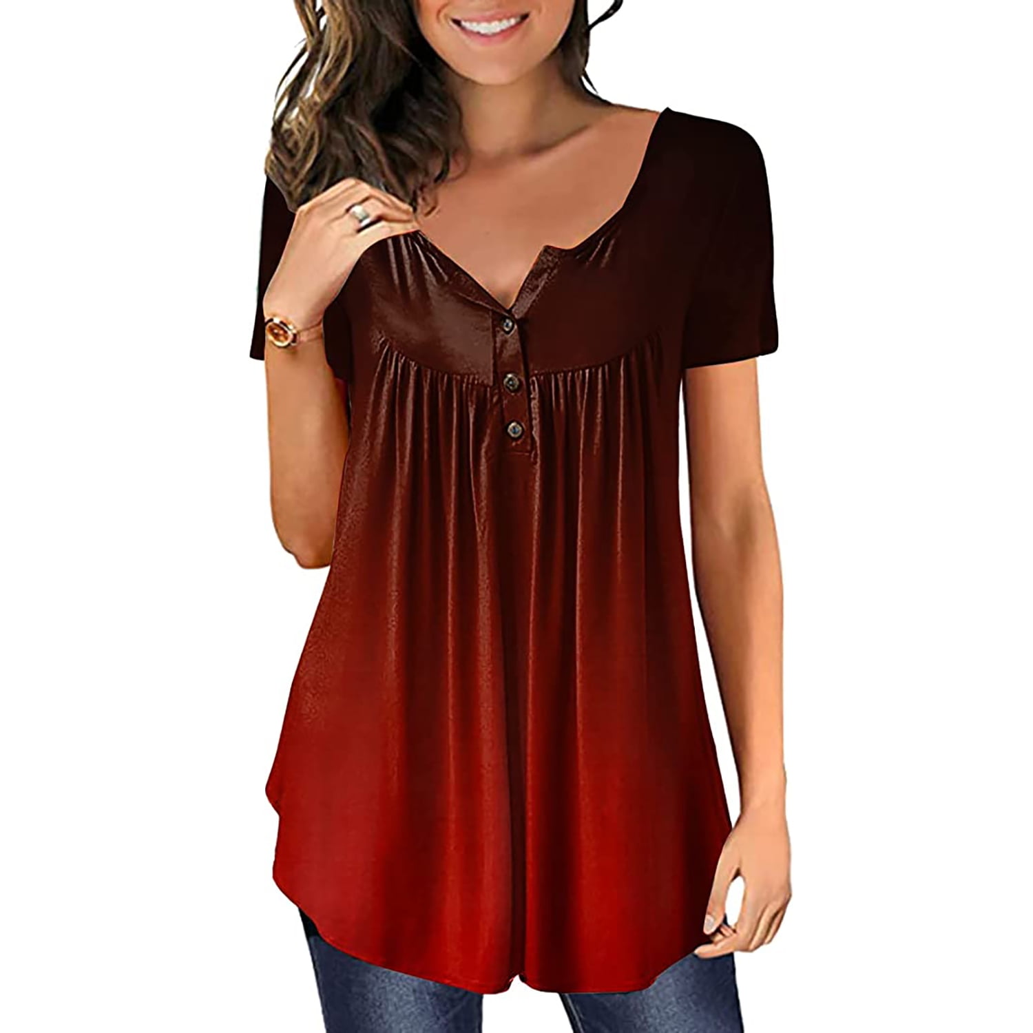 JINDUN Womens Tops Hide Belly Tunic 2023 Summer Short Sleeve T Shirts