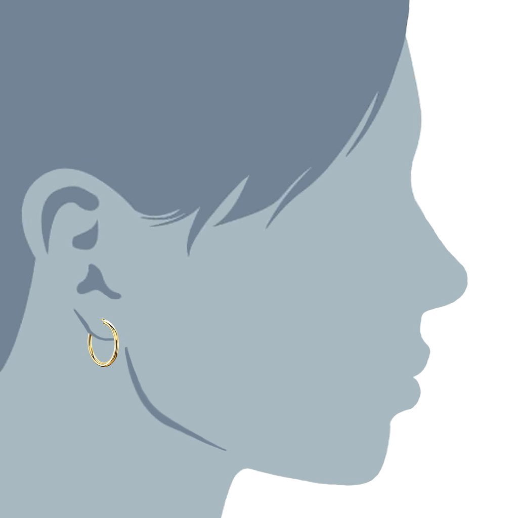 14k REAL Yellow Gold 20MMx3.00MM Thickness Classic Polished Round Tube Hoop Earrings with Snap Post Closure For Women
