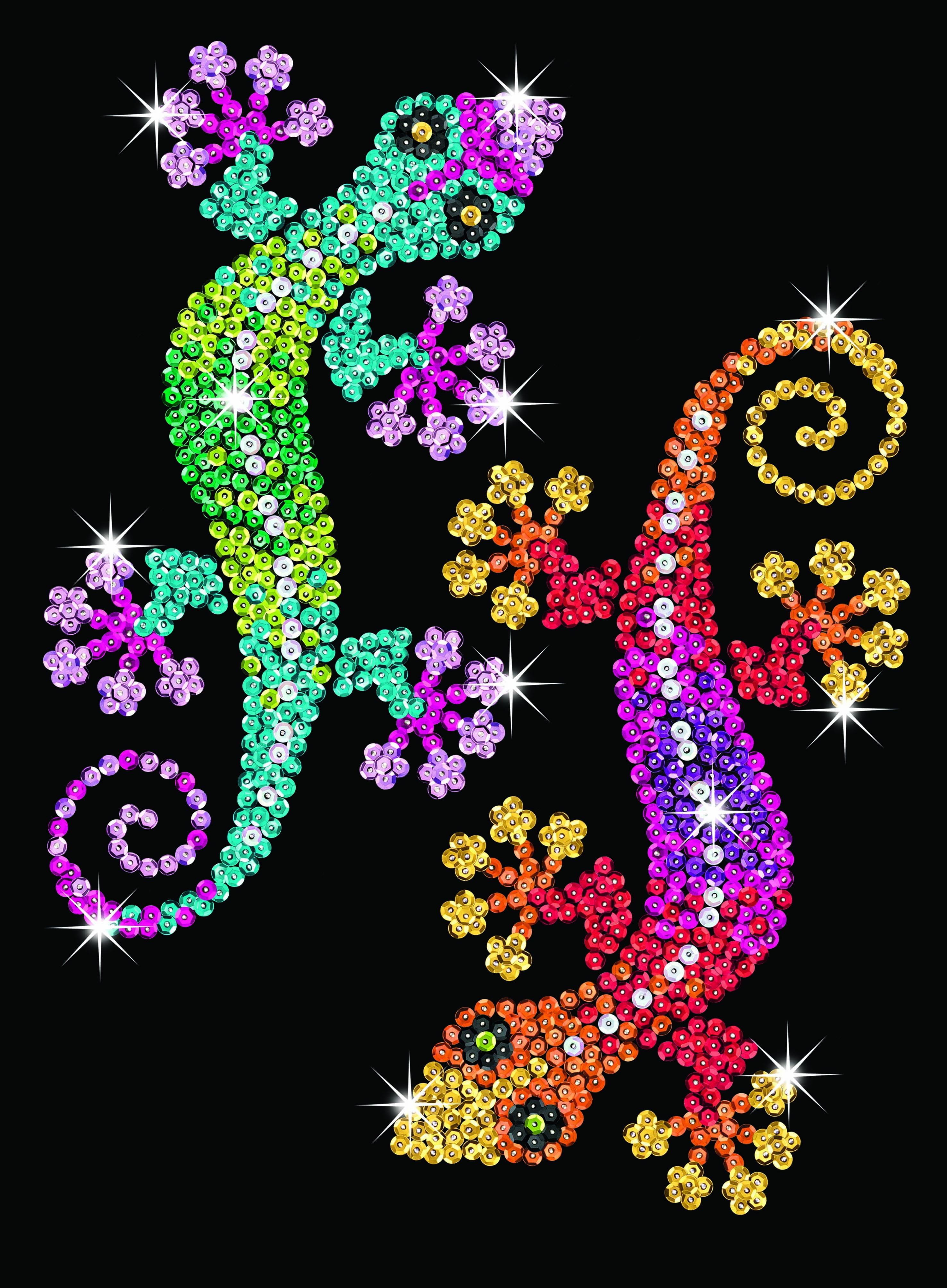Sequin Art - Sparkling Geckos - Sparkling Art Design and Craft