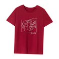 thumbnail image 3 of Camiseta para mujer de verano casual streetwear cuello redondo camiseta para camping vacaciones oficina Rojo, 3 of 7