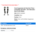 thumbnail image 2 of Front Suspension Air Strut Set 2 Piece - Compatible with 2009 - 2013 Mercedes-Benz CL550 4Matic 2010 2011 2012, 2 of 2