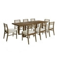 thumbnail image 3 of Christopher Knight Home 9-Piece Dining Set with 95" Wood Table, Ladder-Back Upholstered Chairs, Walnut+Beige, 3 of 13