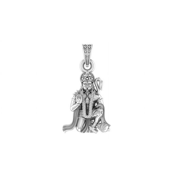 Sterling Silver (92.5% purity) God Hanuman Pendant for Men & Women Pure Silver Lord Bajrang Bali Locket for Good Health & Wealth INCLUDING Silver Chain