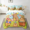 thumbnail image 2 of Manfei Cartoon Capybara Twin Bedding Sets 7pcs, Cartoon Animal Tree Lake Bedding Comforter Set, Children Happy Birthday Gifts Sheet Sets Breathable Home Decor, 2 of 8