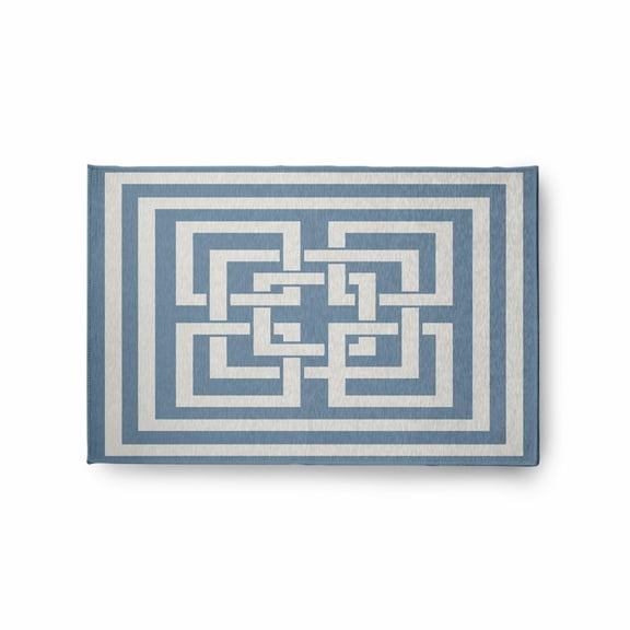 E by Design Greek New Key Nautical Indoor/Outdoor Rug - Dusty Smoke - 2 x 3 ft.