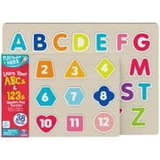 Learn ABCs and 123s Chunky Wood Puzzle, for Families and Kids Ages 3 and up