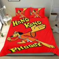 thumbnail image 1 of Hong Kong Phooey Conjunto de sábanas temático, trío de piezas, cómodo y amigable con la piel, diseño único, regalo de decoración para el hogar para familiares, amigos y fans,173cm *218cm, 1 of 6