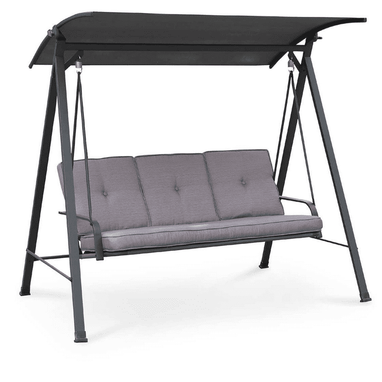 Garden Winds Replacement Canopy Top Cover Compatible with The Nora 3 Seat Swing RipLock 350 Slate Gray