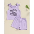 thumbnail image 2 of Suealasg Toddler Girls Summer Clothes 1T 2T 3T 4T 5T Short Sleeve Letter Print Tank Tops + Shorts Kids Baby Girls Outfits Sets, 2 of 7