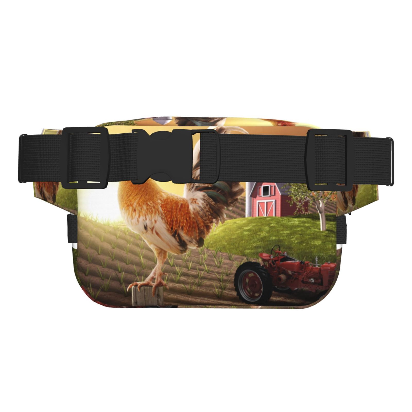Hirioo Country Farm Morning Rooster for Double Layer Waist Bag Adjustable Fanny Pack For Travel Running Hiking