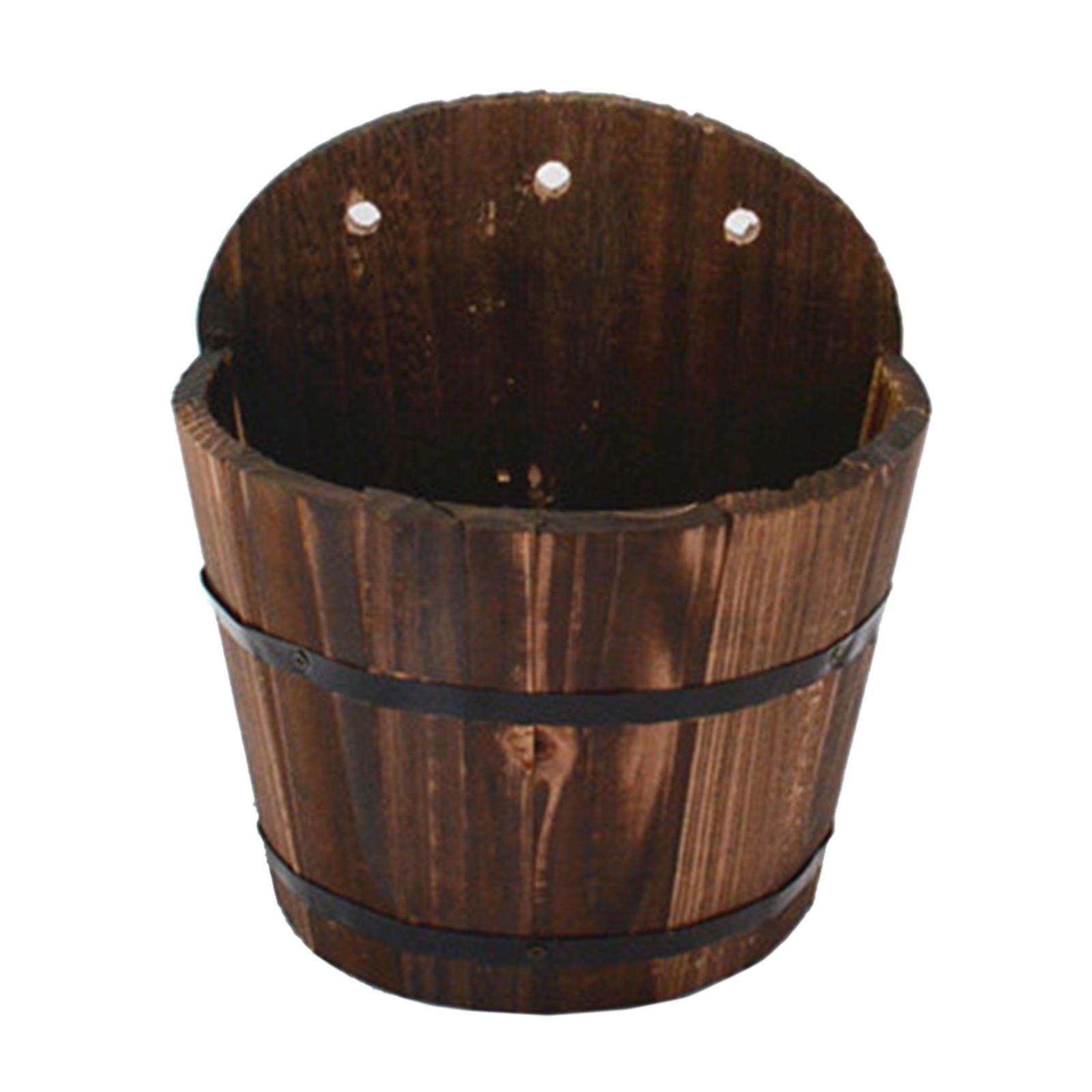 Small Wooden Bucket Barrel Planters Backyard Planter Outdoor Indoor S