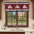 thumbnail image 6 of Christmas Elk Curtain Valances for Windows, Kitchen Valance Window Treatments Panel 2 Pack, Red Black Buffalo Checkered Winter Snowflakes Rod Pocket Short Curtains for Bathroom Bedroom 42 x 18 Inch, 6 of 8