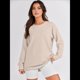 thumbnail image 5 of Sudaderas de Gran Tamaño para Mujer, Cuello Redondo, Larga, Sudaderas con Cremallera Lateral, Ropa de Otoño 2025 Crema XL, 5 of 9