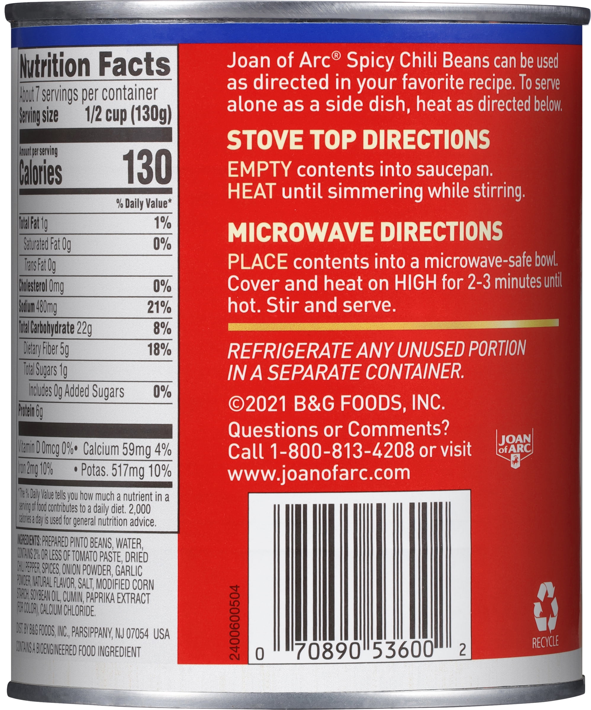 Joan of Arc Spicy Chili Beans, Gluten-Free, 30 oz Can