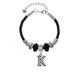 thumbnail image 2 of Delight Jewelry Black Nickeltone Crystal Initial - K - Beaded Border - Mom Celtic Knot Leather Bead Bracelet, 7"+2" Extender, 2 of 4
