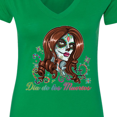 thumbnail image 4 of Inktastic DÃ­a De Los Muertos in Sugar Skull Makeup Women's V-Neck T-Shirt, 4 of 5