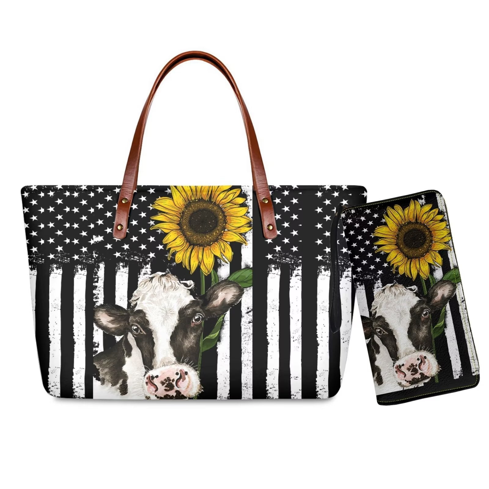  FKELYI American Flag Sunflower Shoulder Bags Women