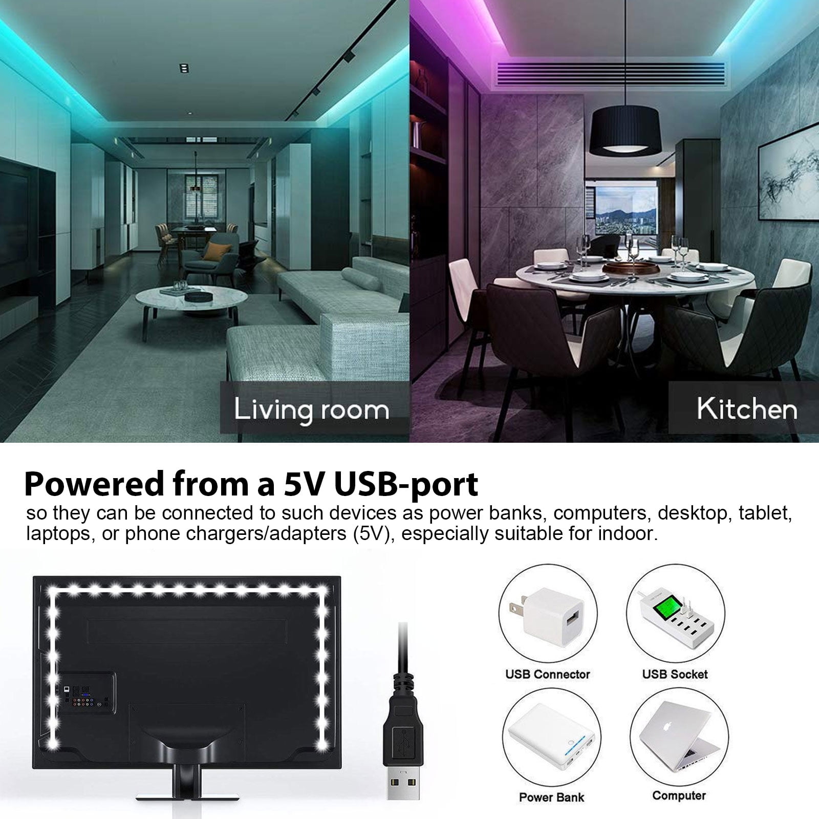 5M/4M/3M/2M/1M LED Strip Lights, Bluetooth LED Light Strips Wireless Music RGB Tape Lights with Remote Color Changing Rope Lights Smart Phone App Control for Home Parties Birthday Bar Club Decoration 5M/4M/3M/2M/1M LED Strip Lights, Bluetooth LED Light Strips Wireless Music RGB Tape Lights with Remote Color Changing Rope Lights Smart Phone App Control for Home Parties Birthday Bar Club Decoration
