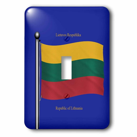 3dRose, The flag of Lithuania on a blue background with Republic of Lithuania in English and Lithuanian, single toggle switch